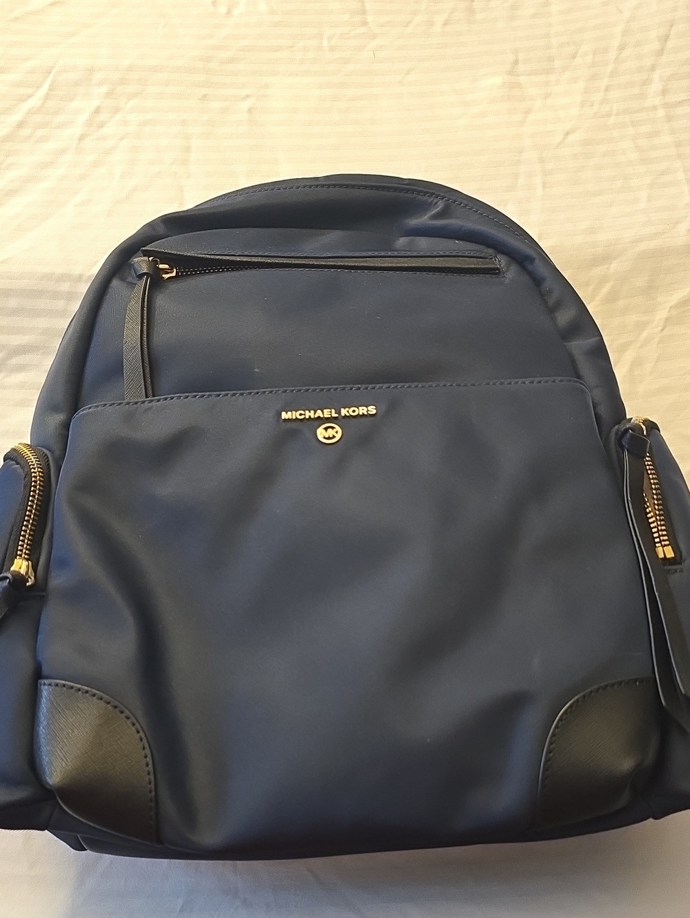 Michael Kors Blue Men's Backpack with Gold Hardware